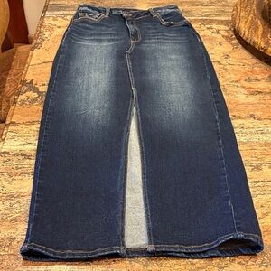 Risen Jeans Size Small Dark Blue Denim High Rise Maxi Skirt with High Slit